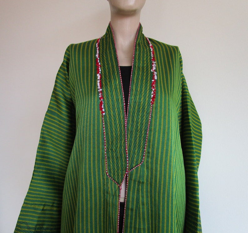 Vintage Kaftan Vintage Handmade Kaftan Green Long kaftan Turkish Ottoman Caftan Striped Caftan Vintage Robe Antique Clothes