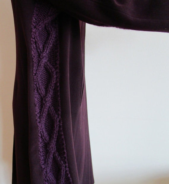 Dark Purple Shawl Collar Coat, Wool Winter Side A… - image 10
