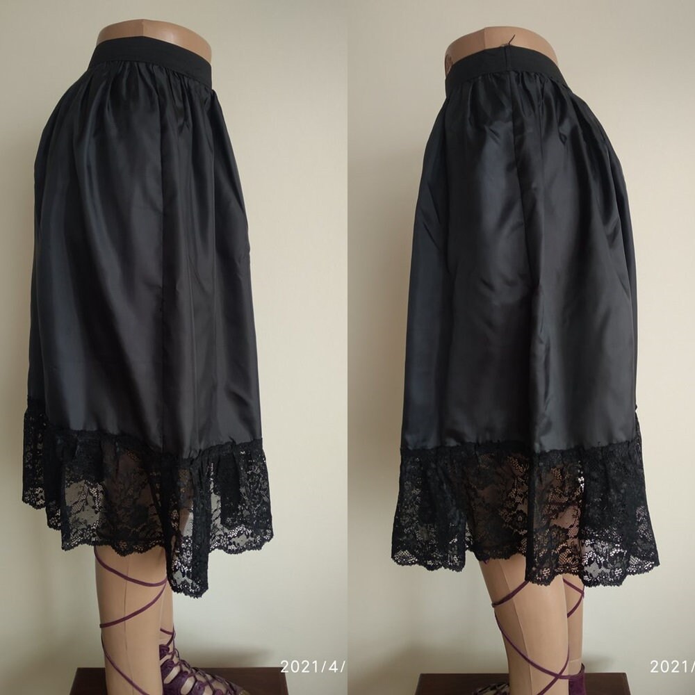 Black Long Lace Half Slip Extender Black Ruffle dress | Etsy
