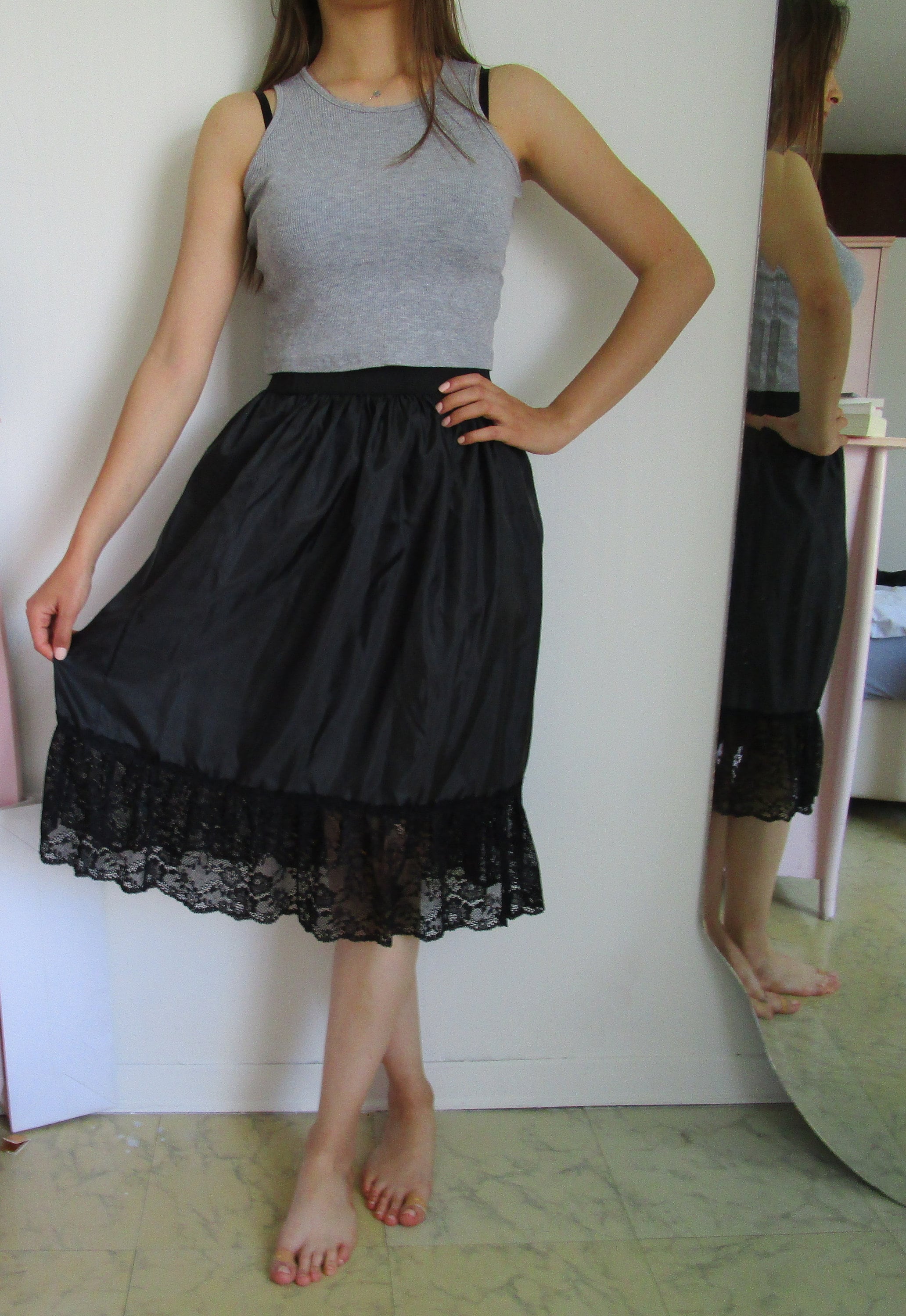 Dress Extender Slip Extender Black Lace Long Trim Slip Lace Etsy