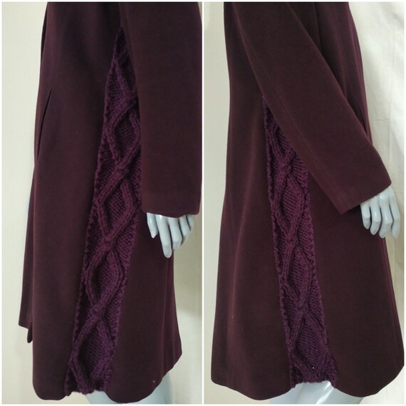 Dark Purple Shawl Collar Coat, Wool Winter Side A… - image 1