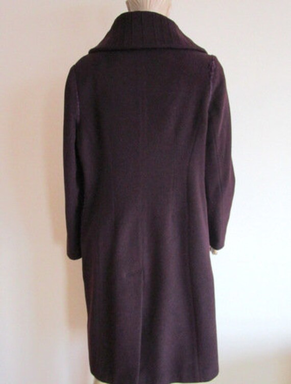 Dark Purple Shawl Collar Coat, Wool Winter Side A… - image 7