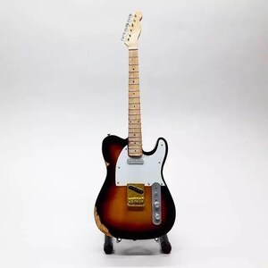 Miniature Guitar Telecaster Sunburst Scale 1:4 | Replica Mini Electric Guitar Handmade | Guitarist Birthday Gift Music Instrument Display