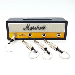 Miniature Marsh all Head Amplifier Key Holder –  Mini Guitar Amp Keychain Rack with 4 Jack Plug Hooks – Mini Wall Key Organizer