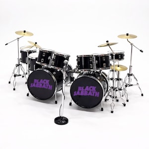 Miniatyrtrumset Black Sabbath Skala 1:12 | Realistiskt minireplika av trumset, handgjort | Trummis födelsedagspresent, instrument, musikalisk display