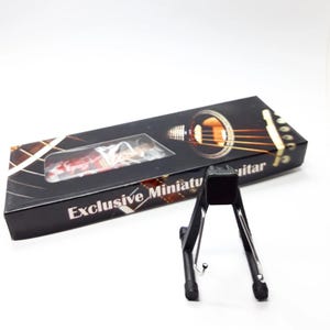 Miniature Guitar Stand Scale 1:4 | Replica Mini Electric Guitar Handmade | Guitarist Birthday Gift Music Instrument Shelf Display