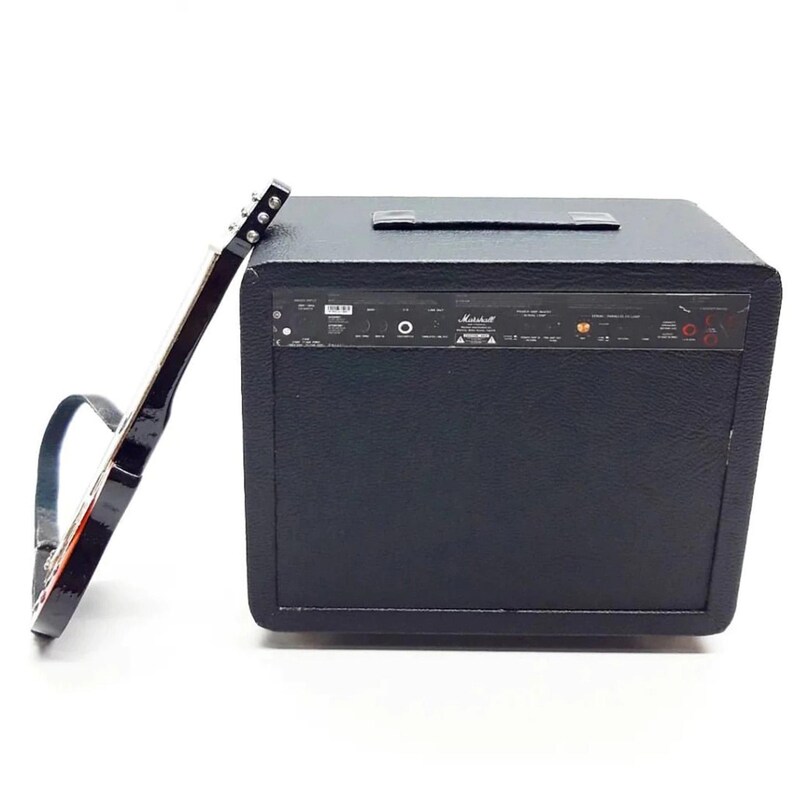 Miniature Guitar Stratocaster Sunburst with Fe nder Amplifier Scale 1:12 | Realistic Replica Mini Electric Guitar | Guitarist Birthday Gift