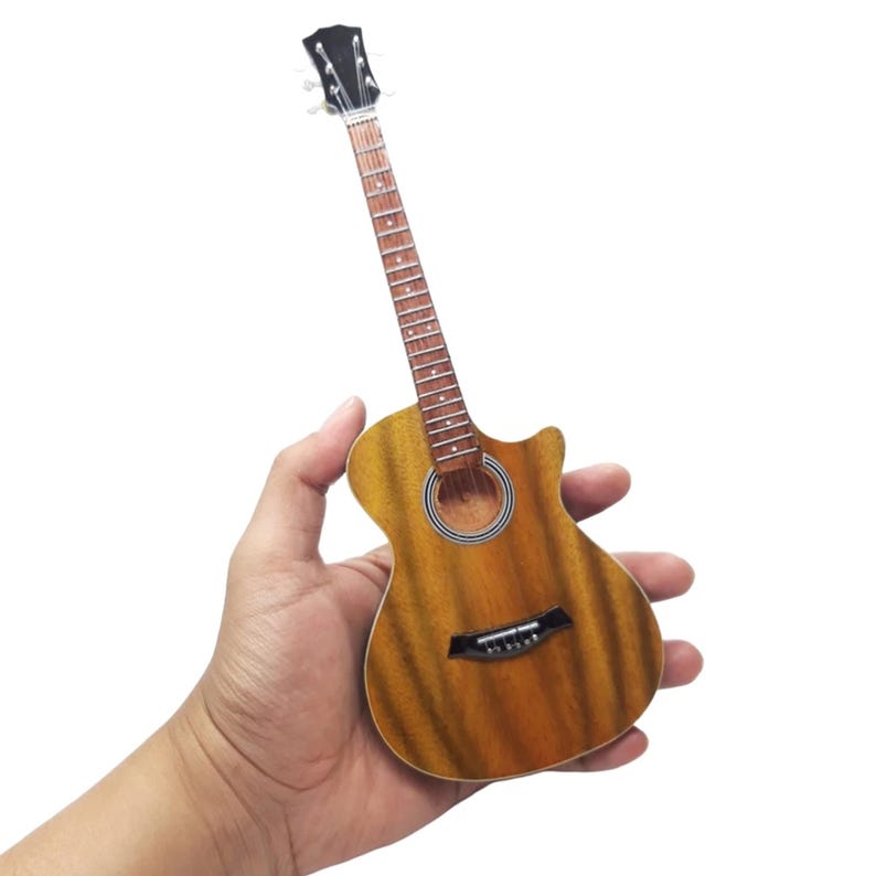Miniature Guitar Taylor Acoustic Scale 1:4 | Replica Mini Classic Guitar Handmade | Guitarist Birthday Gift Music Instrument Shelf Display
