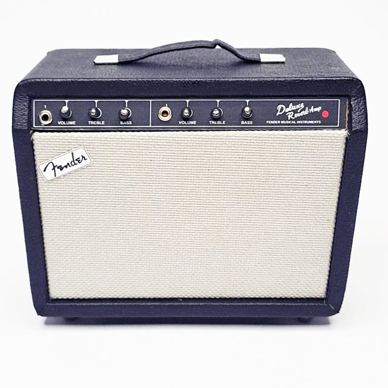 Miniature Amplifier Fe nder Deluxe 1:12 Scale | Realistic Tiny Amp Replica for mini Guitar, Dollhouse and Action Figure