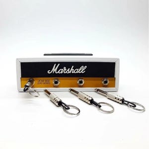Miniature Marsh all Head Amplifier Key Holder –  Mini Guitar Amp Keychain Rack with 4 Jack Plug Hooks – Mini Wall Key Organizer