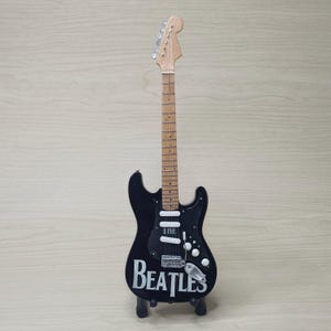 Miniature Guitar The Beatles Stratocaster Scale 1:4 | Realistic Replica Mini Electric Guitar Handmade | Guitarist Birthday Gift Instrument