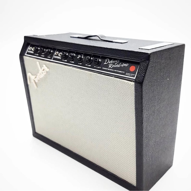 Miniature Amplifier Fe nder Deluxe Reverb 1:6 Scale | Realistic Tiny Amp Replica for mini Guitar, Dollhouse and Action Figure
