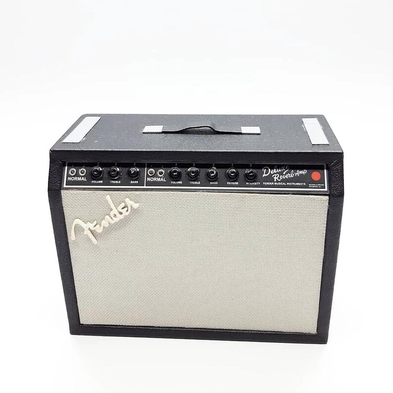 Miniature Amplifier Fe nder Deluxe Reverb 1:6 Scale | Realistic Tiny Amp Replica for mini Guitar, Dollhouse and Action Figure