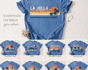 Vintage Sunset T-Shirt, La Jolla California Coastal Graphic, Retro Summer Shirt, USA Travel Gift, Unisex