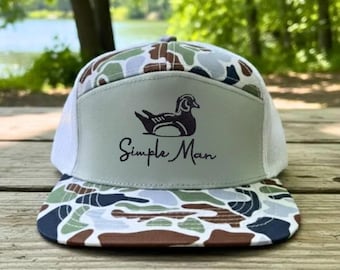 Simple Man Wood Duck Embroidered Hat, Summer Trucker Cap, Minimalist Wildlife Gift for Men, Outdoor Waterfowl Hunting Snapback
