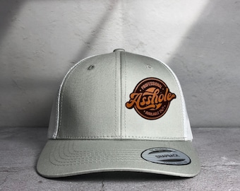Funny Leather Patch Trucker Hat, Professional Asshole Snapback Cap, Sarcastic Retro Mesh Hat, Funny Gift for Him, Mens Humor Hat