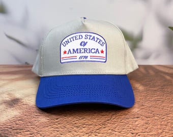 United States of America 1776 Hat, 7 Panel Patriotic Trucker Cap, USA 250th Anniversary Gift, Fourth of July Snapback, Vintage America Hat