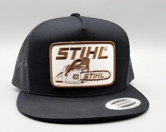 Stihl Vintage Trucker Hat, Brown Stihl Chainsaw Patch Cap, High Profile Mesh Back Snapback, Workwear Hat, Gift for Logger or Arborist