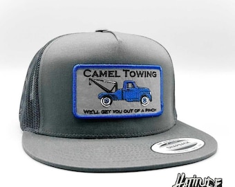 Camel Towing Trucker Hat, Funny Adult Humor Snapback, We'll Get You Out Of A Pinch Patch Cap, Sarcastic Gift for Him, Mesh Hat
