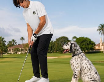 Setterfrens Logo Polo Shirt Embroidered Style Golf Polo Premium Dog Lover Polo Casual Country Club Shirt
