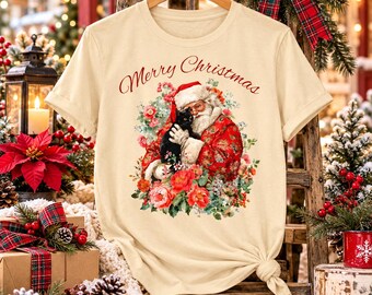 Vintage Black Cat Christmas Shirt, Holiday Party Apparel, Cat Lover Pet Owner Graphic Tee