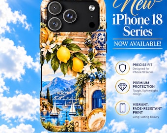Amalfi Coast Iphone Case, Italian Riviera Lemon Phone Cover, Cell Phone Case