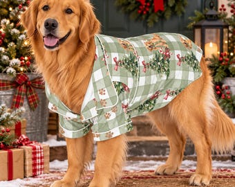 Christmas Green Plaid Dog Pajamas, Pet Apparel, Dog Pjs