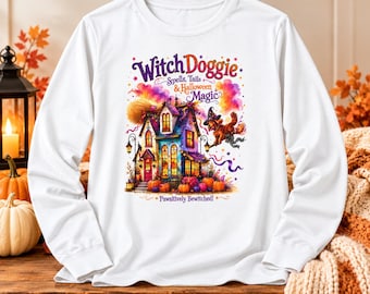 Festive Seasonal Graphic Dogs Shirt, Autumn Enchanted Dog Apparel, Whimsical Themed Dog Tee