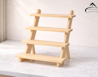 Handgemaakte houten displaystandaard | Rustieke gelaagde organizer voor sieraden, parfum en toiletaccessoires