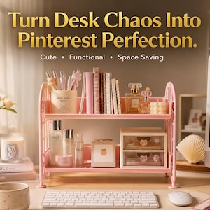 Desktop Organizer Rack | Cute Shelf Holder | Dorm Desk Storage | Makeup Organizer | Stationery Rack | Mini Shelf
