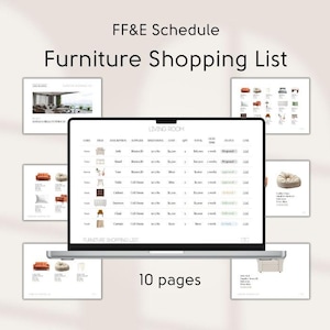 Bearbeitbare FF & E Stundenplan Vorlage, FFE Tracker für Innenarchitekten, Möbel-Einkaufsliste
