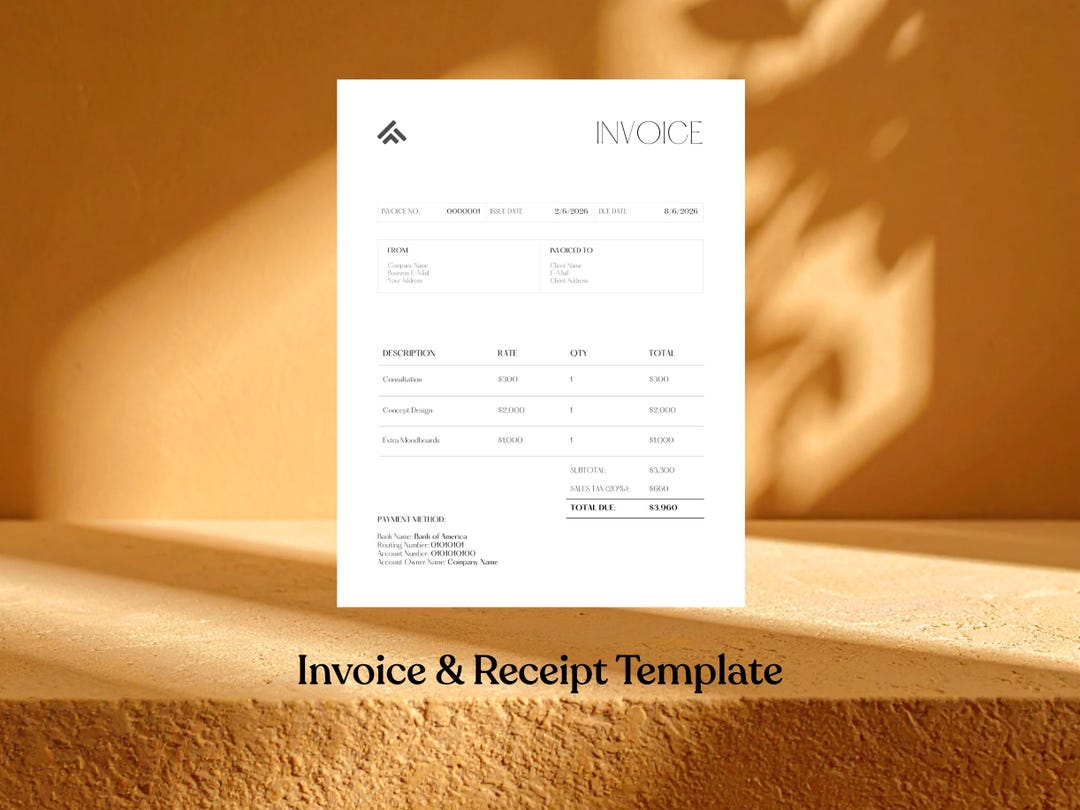 Interior Design Invoice & Receipt Templates, Client Invoicing, Billing ...