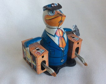 Vintage RARE T.P.S. Duck the Mailman Wind-Up Toy WORKS