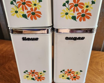 Vintage Ransburg Canister Set of 3 Peachy Pink Hand Painted