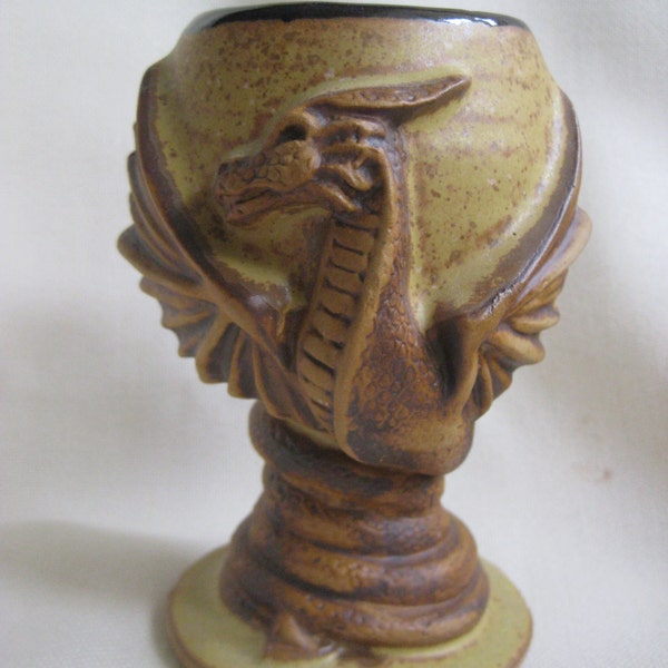 Vintage Pottery Dragon Goblet