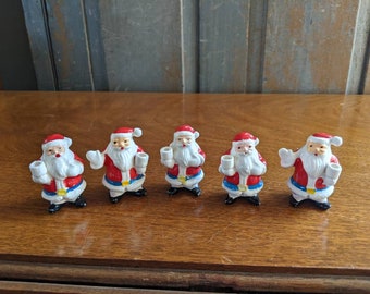 Vintage Set of 5 Santa Candle Holders