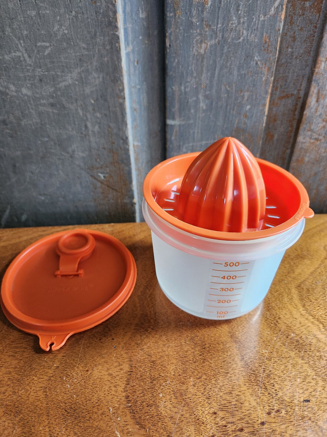 Vintage 3 Piece Orange Tupperware Juicer and Measuring Cup Etsy