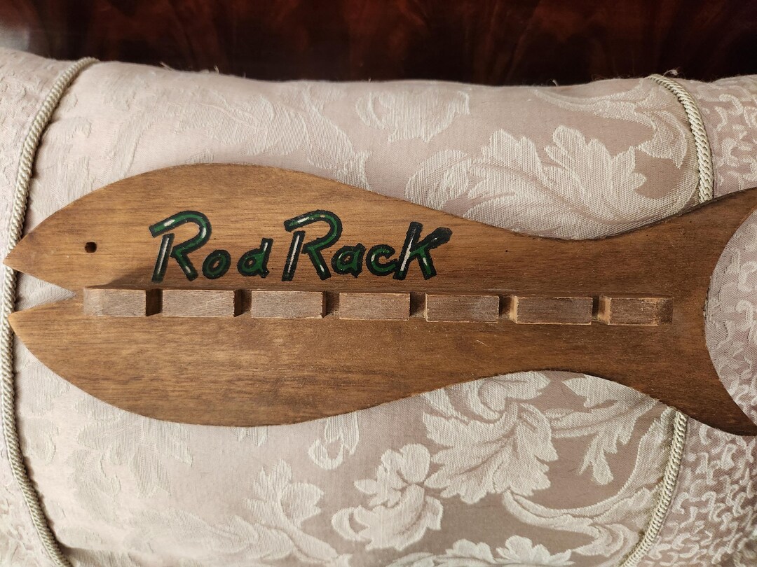 Vintage 1940s Wooden Fish Rod Rack Camp Decor - Etsy