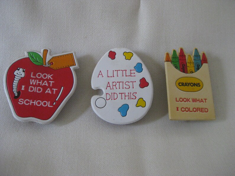 Vintage Child/'s Work Magnets Set of 3