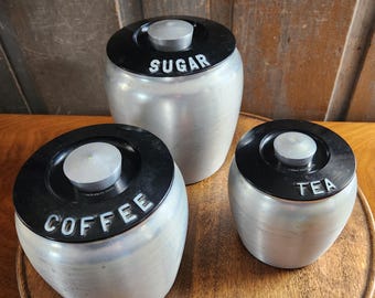Vintage KROMEX Coffee Tea Canisters Aluminum, Retro Kitchen - Etsy