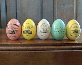 Vintage Bush or Clinton Wooden White House Easter Egg