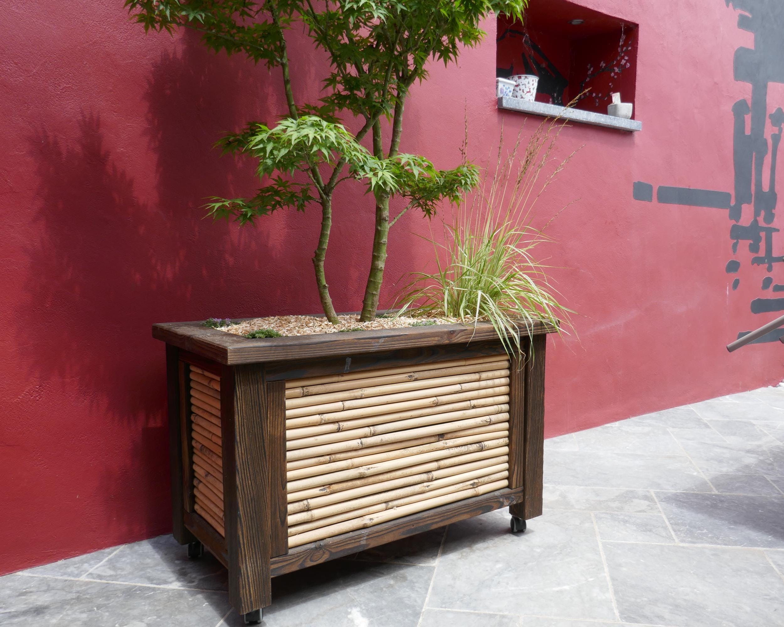 Pflanzkbel aus Holz und Bambus fr den Auenbereich  Handgefertigter  Designer-Pflanzkbel  Langlebiger Pflanzbehlter fr Terrasse und Garten -  Etsy.de