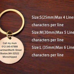 Custom Brass Pet ID Tag, Double Sided Engraved Dog Collar Charm image 6