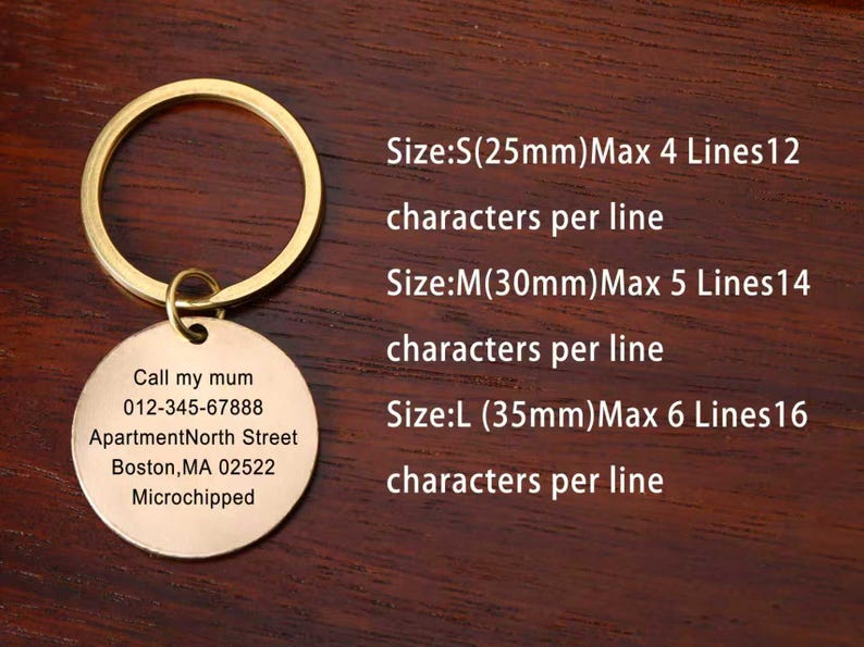 Custom Brass Pet ID Tag, Double Sided Engraved Dog Collar Charm image 6