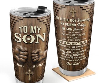 Personalized To My Son Tumbler, Custom Engraved Coffee Cup, Dad Gift for Son, Inspirational Keepsake, Father Son Travel Mug