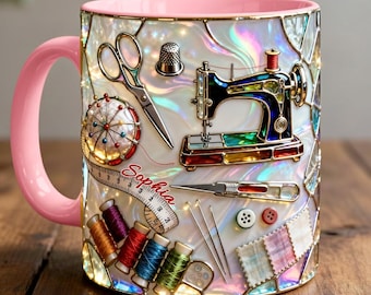 Personalized Sewing Mug, Create a 3D-like effect Craft Tools Coffee Cup