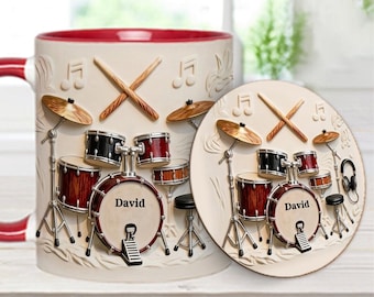 Personalisierte Trommel Set Tasse, individuelles Musiker Geschenk