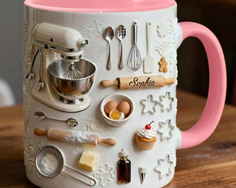 Personalized Baking Mug, Kitchen Mixer Design, Baker Gift, Customizable Cup