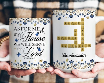 As For Me And My House Mug, Personalized Christian Family Coffee Cup, Joshua 24:15 Gift, Religious Family Gift