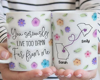 Personalized State to State Coffee Mug, Long Distance Gift